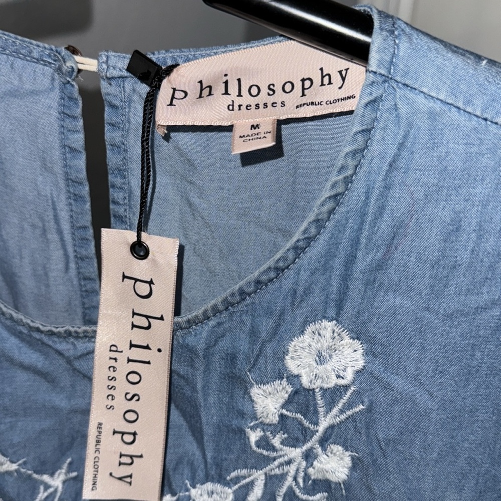 Philosophy Blue Floral Embroidered Women's Dress - Picture 2 of 8